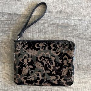 Patricia Nash Cassini Wristlet Leather Black Patent Embossed 9 x 7